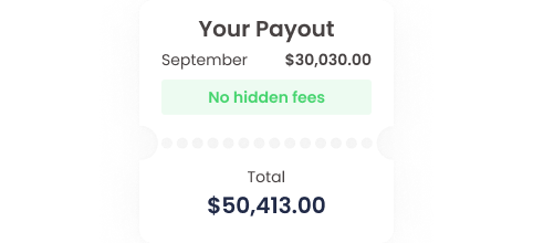 Representation of earnings in a month an total to payout