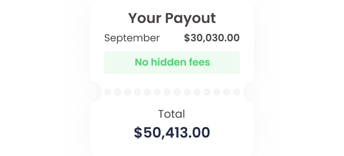 Representation of earnings in a month an total to payout